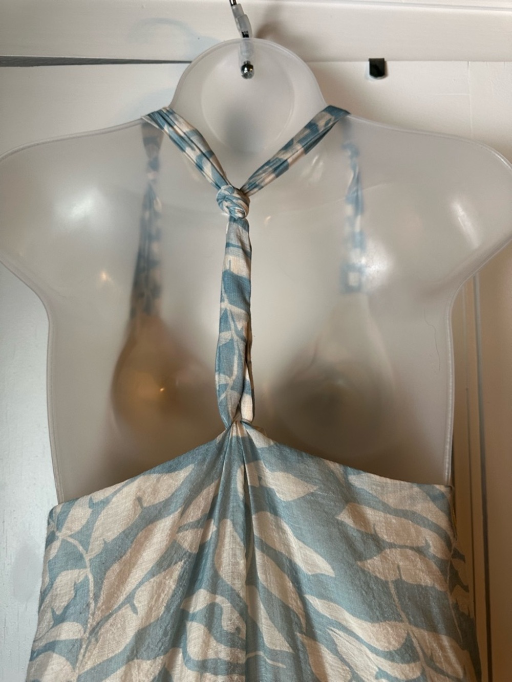 Halogen Light Blue and Cream Leaf-Print Maxi Dress - Picture 8 of 9